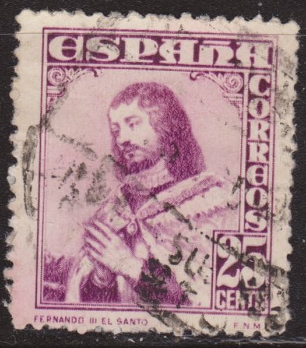 España 1948 Edifil 1033 Sello º Personajes Fernando III El Santo Scott 756 25c Spain Stamps Timbre Espagne Briefmarke Spanien Francobolli Spagna Postimerkkejä Espanja Postzegels Spanje